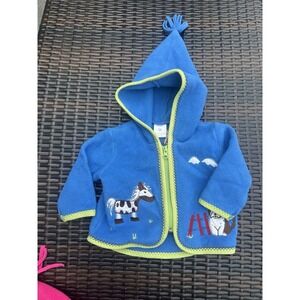 Hanna Andersson Blue Fleece Farm Jacket, Size 60 (3-6 months)